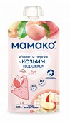 Мамако пюре яблоко с персиком и козьим творожком с 6 месяцев, 120г, 