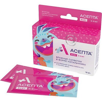 Асепта беби салетки влажные для детей 0+, 12 шт