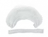Шапочка-берет нестерильная спанбонд плотность 15/м2, размер 1, длина 48см, белая 125 шт, Гекса-нетканные материалы ООО