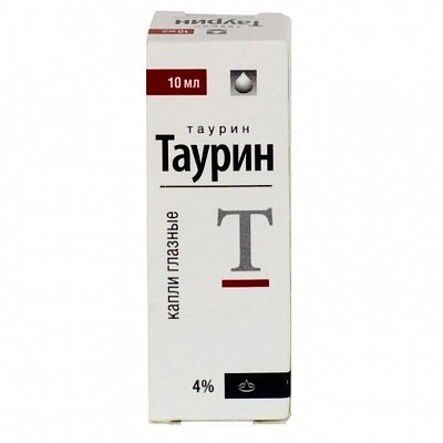 Таурин, капли глазные 4%, флакон-капельница 10мл