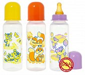 Курносики бутылочка полипропиленовая с латексной соской с 6 мес Любимые животные 250мл (11145), 