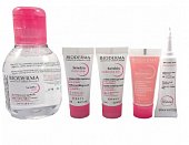 Bioderma Sensibio (Биодерма) набор: мицел.вода 100мл+ крем 5мл 2 шт+ мицел гель 8мл+увлаж гель 2мл, Биодерма
