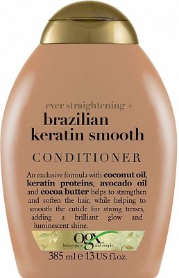 Оджекс (OGX) кондиционер для волос разглаживающий и укрепляющий Бразильский кератин, 385мл