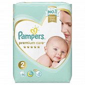Pampers Premium Care (Памперс) подгузники 2 мини 4-8кг, 66шт, Проктер энд Гэмбл