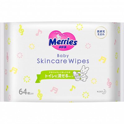 Merries (Меррис) салфетки влажные детские запасной блок 64 шт
