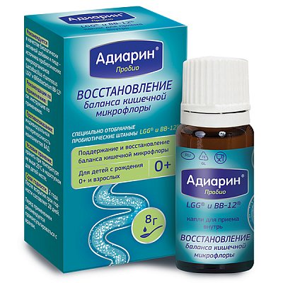Адиарин Пробио, капли для приема внутрь, флакон-капельница, 8г БАД