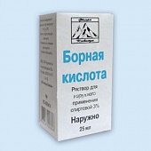 Борная кислота, раствор (спиртовой) для наружного применения 3%, флакон 25мл, Флора Кавказа