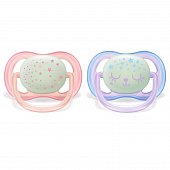 Avent (Авент) пустышка силиконовая Ultra Air ночная для девочек 0-6 месяцев 2 шт (SCF376/12), Филипс
