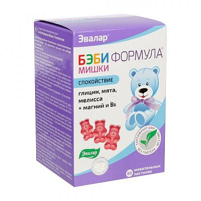 Бэби Формула Мишки Спокойствие, пастилки жевательные, 60 шт БАД