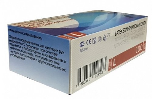 Перчатки Top Gloves нестерильные латексные неопудрен размер L, 50 пар