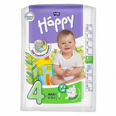 Bella Baby Happy (Белла) подгузники 4 Макси 8-18кг 1 шт
