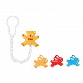 Курносики прищепка для пустышек с цепочкой в ассортименте 1шт (19514), Таймекс Лайн