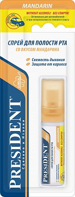 ПрезиДЕНТ (PresiDent) спрей для полости рта без спирта Мандарин, 20мл