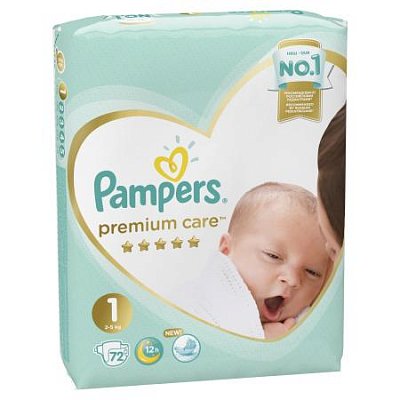 Pampers Premium Care (Памперс) подгузники 1 д/новор. 2-5кг 72шт