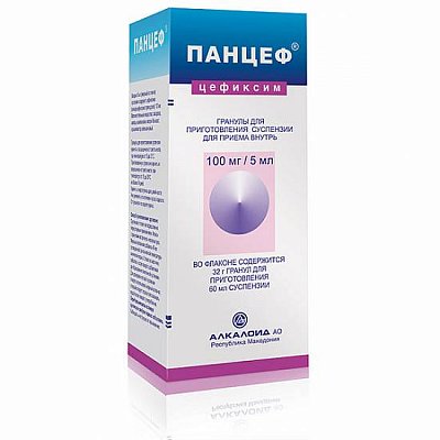 Панцеф, гранулы для приготовления суспензии для приема внутрь 100мг/5мл, флакон 60мл