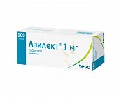 Азилект, таблетки 1мг, 100 шт, Тева Фармасьютикал