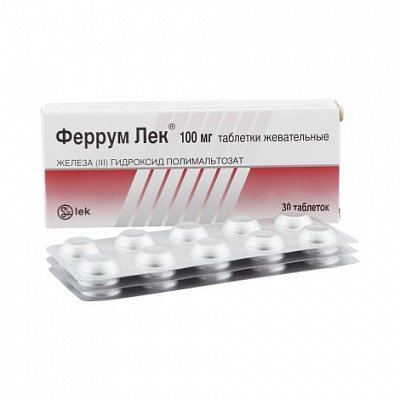 Феррум Лек, таблетки жевательные 100мг, 30 шт