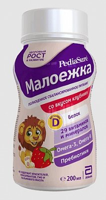 Педиашур (Pediasure) Малоежка Клубника, флакон 200мл