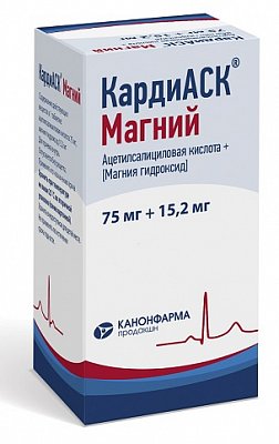 КардиАСК Магний, таблетки, покрытые пленочной оболочкой 75мг+15,2мг, 100 шт
