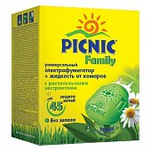 Пикник (Picnic) Family электрофумигатор+жидкость от комаров 45ночей, Аэрозоль Новомосковск ООО