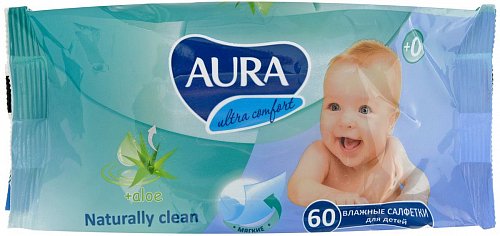 Аура салфетки влажные детские Ультра комфорт, 60 шт