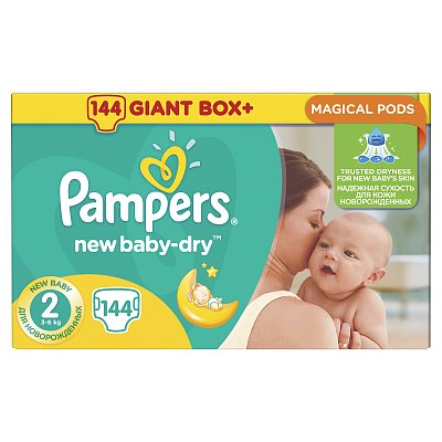Pampers New Baby (Памперс) подгузники 2 мини 4-8кг, 144шт