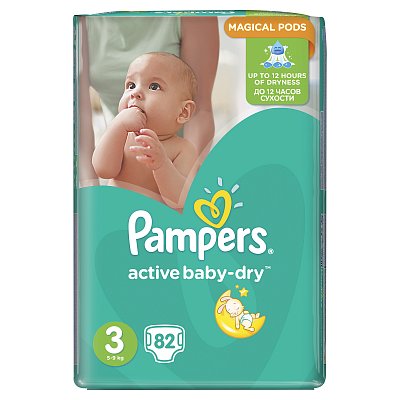 Pampers Active Baby (Памперс) подгузники 3 миди 6-10кг, 82шт