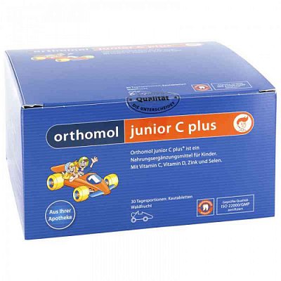 Orthomol Junior C plus (Ортомол Джуниор С плюс), таблетки жевательные, 30 шт со вкусом лесные ягоды БАД