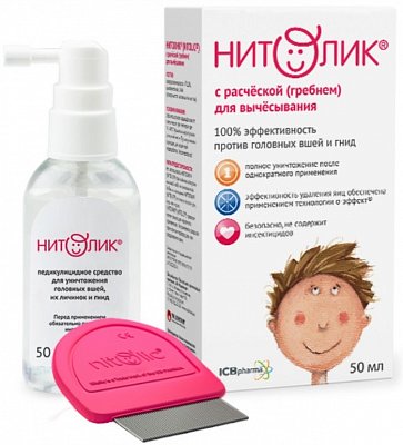 Нитолик, средство педикулицидный (от вшей и гнид), 50 мл с дозирующим устройством