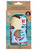 Рокси-Кидс (Roxy-Kids) прорезыватель с клипсой-держателем Meow Teether 3+, голубой, Рокси ООО