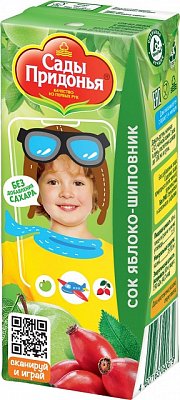 Сады Придонья Сок яблоко и шиповник, 200мл