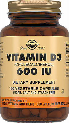 Solgar (Солгар) Витамин Д3 600МЕ, капсулы 120 шт БАД