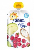 Бабушкино Лукошко пюре яблоко и малина с творогом, 90г, Фаустово