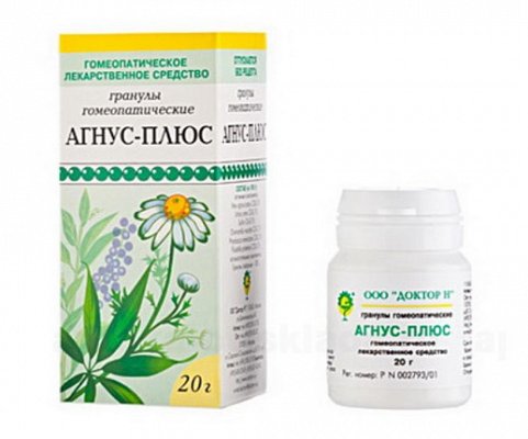 Агнус-плюс, гранулы гомеопатические, 20г