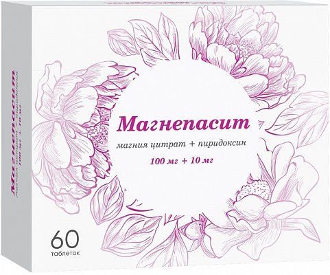 Магнепасит, таблетки, покрытые пленочной оболочкой 100мг+10мг, 60 шт