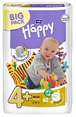 Bella Baby Happy (Белла) подгузники 4+ Макси+ 9-20кг 62 шт, Торунский завод перевязочных материалов