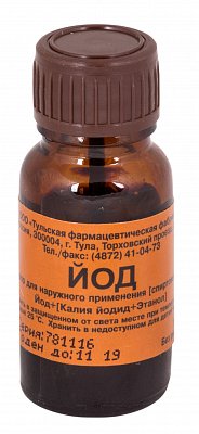 Йод, раствор спиртовой 5%, 10мл крышка-лопатка