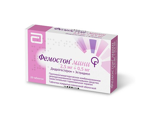 Фемостон Мини, таблетки, покрытые пленочной оболочкой 2,5мг+0,5мг, 28 шт