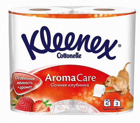 Клинекс (Kleenex) Клин кеа туалетная бумага клубника, рулон 4шт