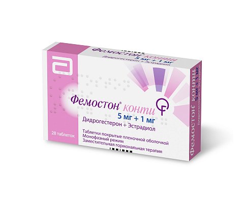 Фемостон Конти, таблетки, покрытые пленочной оболочкой 5мг+1мг, 28 шт