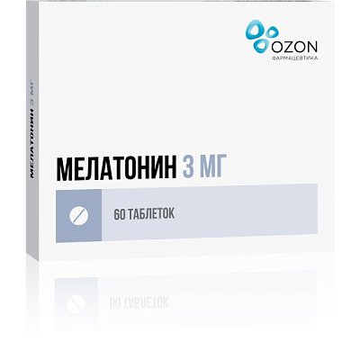 Мелатонин, таблетки, покрытые пленочной оболочкой 3мг, 60 шт