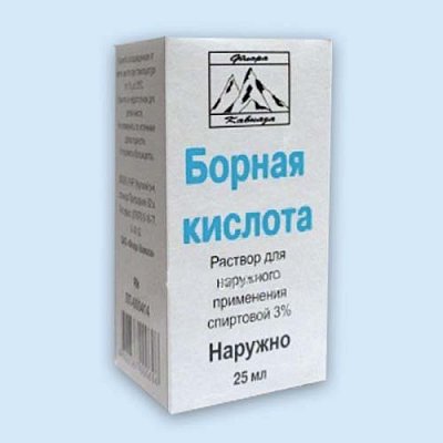Борная кислота, раствор (спиртовой) для наружного применения 3%, флакон 25мл