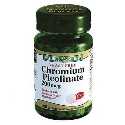 Nature's Bounty (Нэйчес Баунти) Пиколинат Хрома бездрожжевой 200мкг, таблетки 100 шт БАД