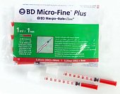 Шприц 1мл BD инcулиновый U-40 Микро-файн Плюс с иглой 30G 0,3х8мм 10шт, Бектон Дикинсон