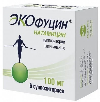 Экофуцин, суппозитории вагинальные 100мг, 6 шт