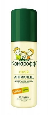 Комарофф Семья спрей антиклещ для одежды и снаряжения, 125мл