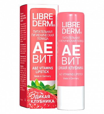 Librederm Aevit (Либридерм) помада гигиеническая для губ питательная дикая клубника, 4г