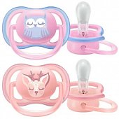 Avent (Авент) пустышка силиконовая Ultra Air для девочек 0-6 месяцев 2 шт (SCF085/02), Philips Consumer Lifestyle B.V.