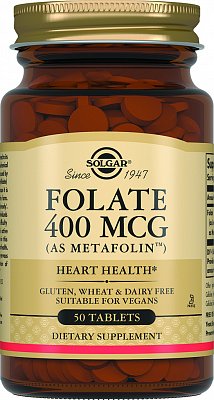 Solgar (Солгар) Фолат 400мкг (метафолин), таблетки 250мг, 50 шт БАД