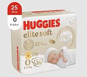 Huggies (Хаггис) подгузники EliteSoft 0+, до 3,5кг 25 шт, Кимберли Кларк